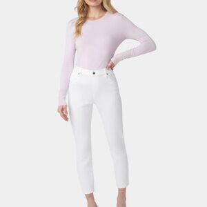 HUE Women's White Ultra Soft Cropped Denim High Waist Skimmer Leggings Large NWT